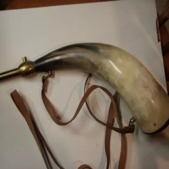 Vintage Black Powder Horn W/ Lanyard