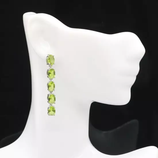 Lovely Cute Green Peridot For Women Infinity Anniversary Silver Earrings 