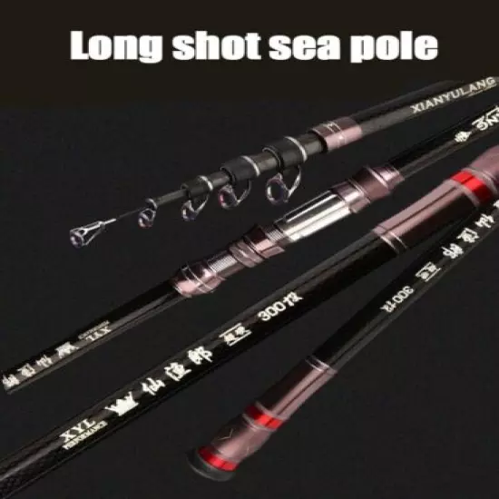 Spinning Boat Rock Fishing Rod Carbon Fiber Powerful Long Shot Movable Reel Seat