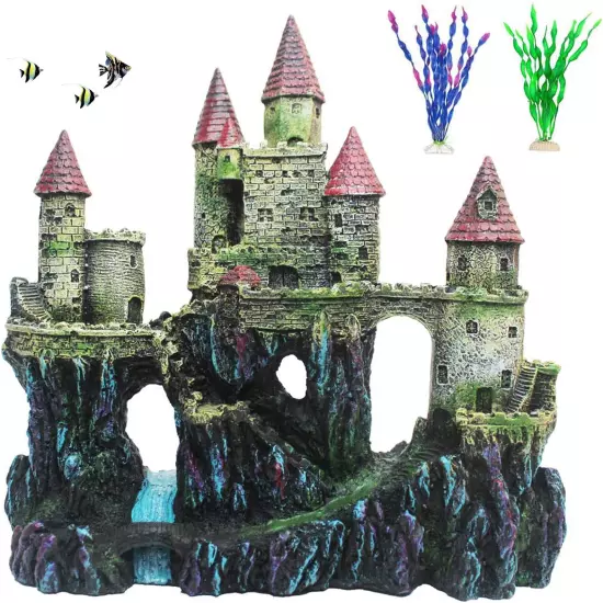 Aquarium Resin Castle Decoration Fish Tank Driftwood Castle Cave Hideouts House 