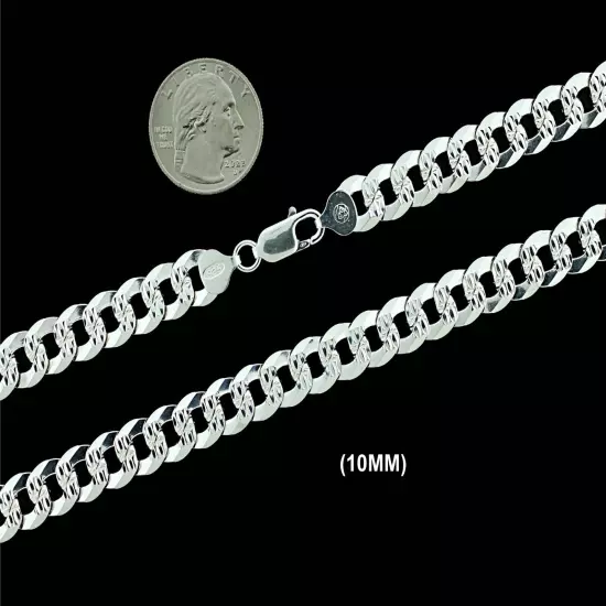 SOLID 925 Sterling Silver DIAMOND CUT CURB Chain, Cuban Link Necklace Bracelet