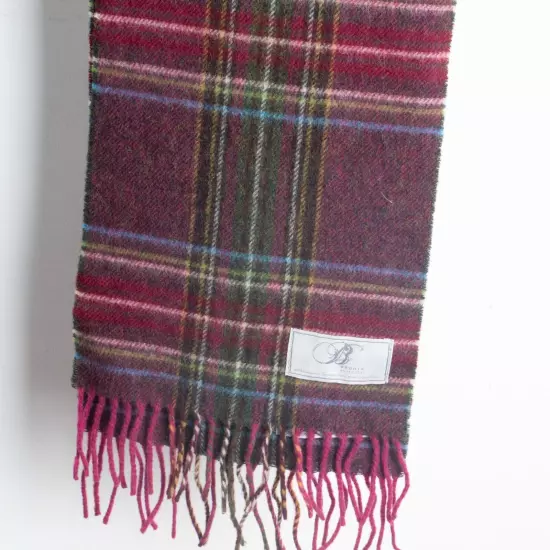 BRONTE by MOON Unisex 100% Lambs Wool Check Pattern Scarf Size 172cm x 23cm