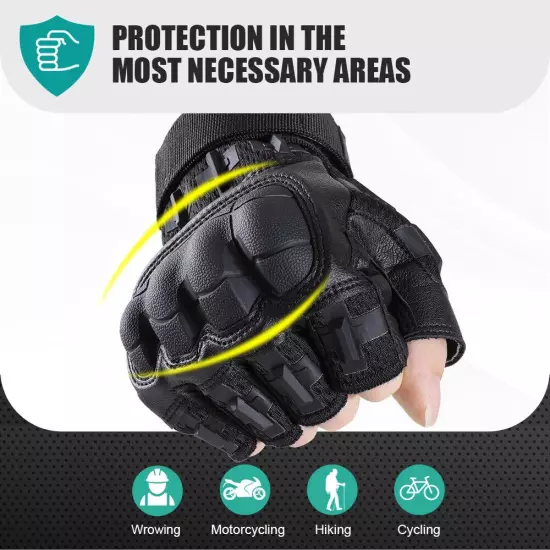 Fingerless Gloves Gloves Non-Slip Breathable Hard Shell Half Finger Protective