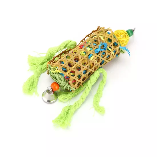 Bamboo Woven Bird Bite Toy Chew Training Paper Silk Cotton Rope Bird Hanging AD5