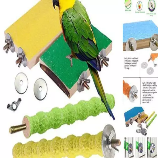  Bird Perch Stand Toy Wood Parrot Perch Stand Platform Paw Grinding Rough 