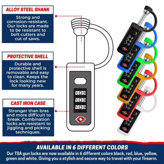 TSA Secure Gun Case Lock Revolver - Pistols & Rifles Firearm Reliable Protection