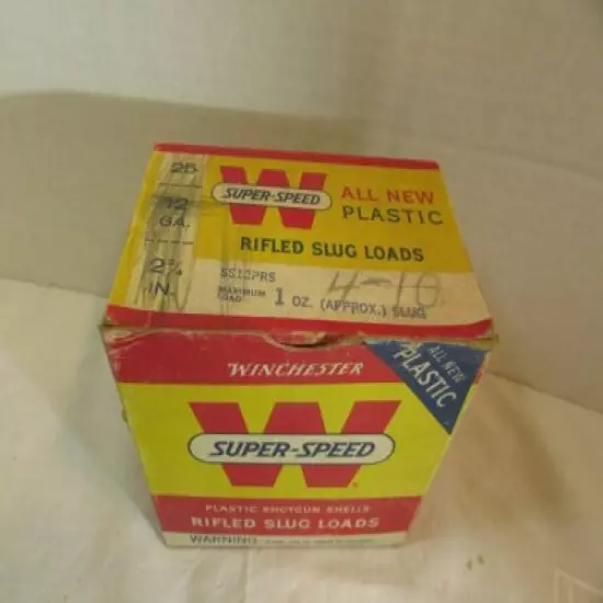 VINTAGE WINCHESTER SUPER SPEED RIFLED SLUG 12 GA CARTRIDGE SHELLS Box Empty