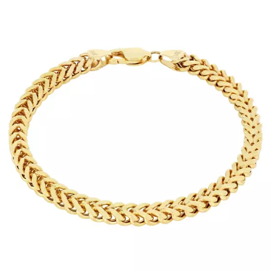 14k Yellow Gold 4mm Franco Box Bracelet Chain Mens Womens 7" 7.5" 8" 8.5" 9"