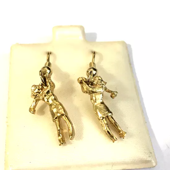 NEW OLD STOCK RODELL WOMAN GOLFERS DROP DANGLE EARRINGS 2" BOUGIE FUN JEWELRY