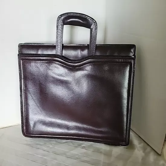 Classic Vintage Burgundy Leather Lawyer Business Document Briefcase Unisex