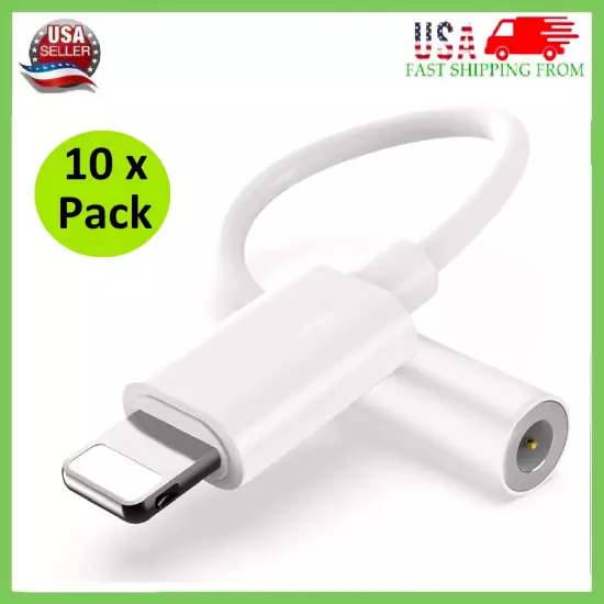 10 x For iPhone Headphone Adapter Jack 8Pin to 3.5mm Aux Cord Dongle Converter