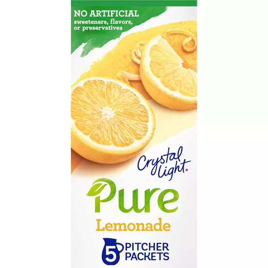 Crystal Light Pure Lemonade Naturally Flavored Powdered Drink Mix 5 Count Pitche