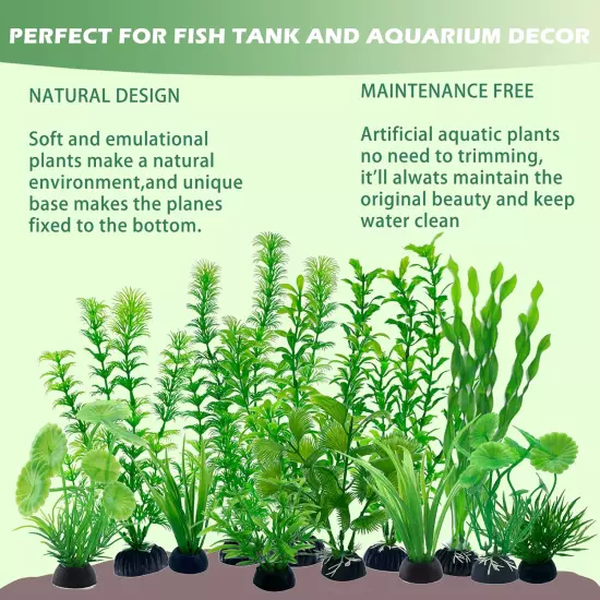 24 PCS Aquarium Plants Aquarium Decorations Small Artificial Aquatic Plants Fish