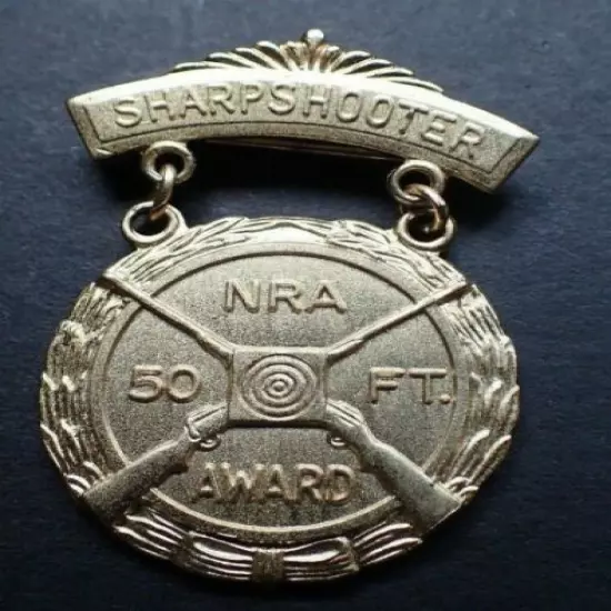 RARE NRA Sharpshooter 50 Ft. Award Medal/Pin