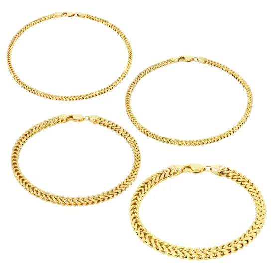 14k Yellow Gold 1.5mm-5mm Franco Box Bracelet Chain Men Women 7" 7.5" 8" 8.5" 9"