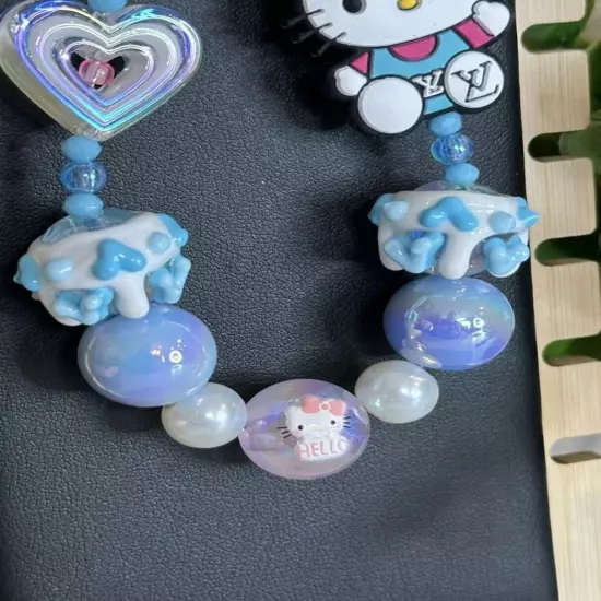 Cute Handmade Sanrio Cell Phone Strap | Hello Kitty | Hand-Painted Beads | Charm