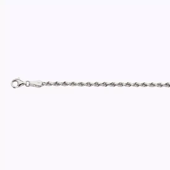 10k White Gold 1mm-12mm Solid D/Cut Rope Chain Necklace Bracelet Size 7"-30"