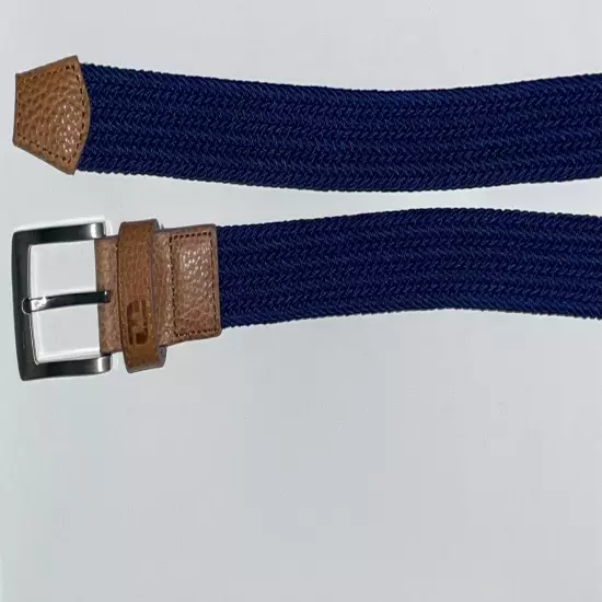 FootJoy-Navy Woven Fabric/Leather Golf/Casual Belt-Size Large