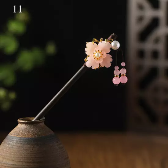 Womens Flower Wooden Chopsticks Hair Hairpin Hair Stick Chinese Style Retro❥