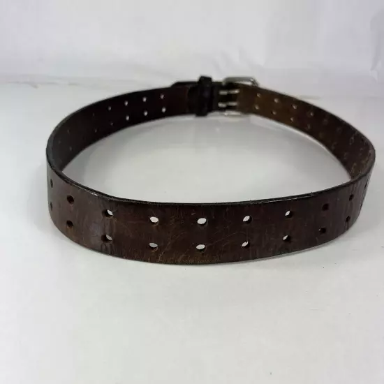 Worn Brown Leather Two Prong Work Belt - Men's Size 30