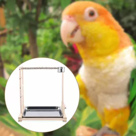 49*37*59cm Wood Bird Tree Stand Large Parrot Perch Playstand w/Steel Tray 2*Bowl