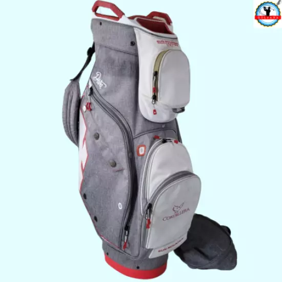 Sun Mountain Women's Diva Cart Golf Bag 15 Divider White Red Gray with Rain Hood