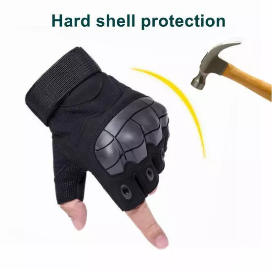 Outdoor Fingerless Gloves Hard Knuckle Paintball Hunting Combat Riding Hiking