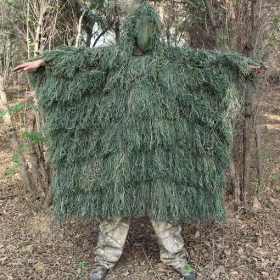 Camouflage Ghillie Suit Cloak Woodland Clothing Outdoor Jungle Hunting Poncho