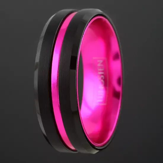 6/8mm Tungsten Carbide Defend the Line Wedding Band Ring 8-Plated Colors