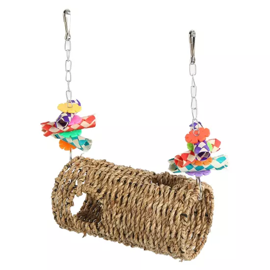 Parrot Grass Tunnel Chewing Relaxing Swing Bird Woven House Toy With Hole For