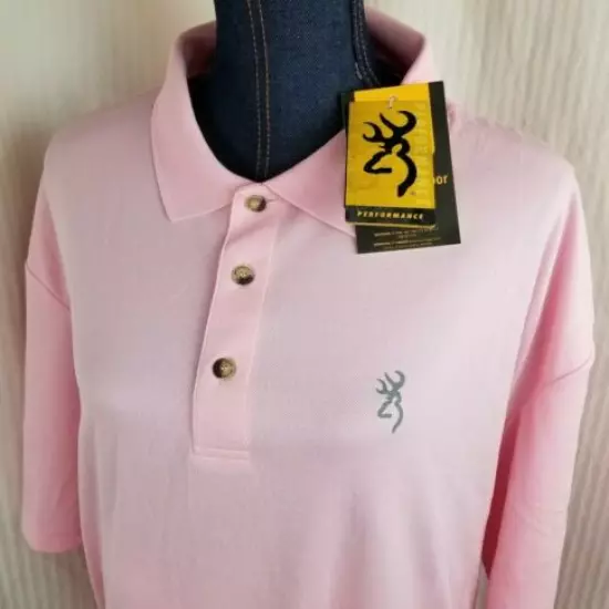 NEW w/Tags Browning BRI4011403 Mens Performance S/S Polo Shirt XXL Light Pink