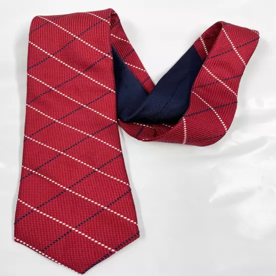 Tommy Hilfiger Two Tone Red Blue Geometric Silk Necktie Tie Men's 3.2" x 60"