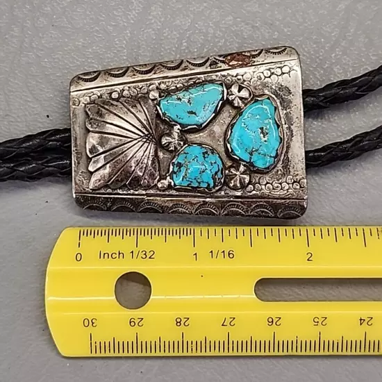 Bennett Bolo Sterling Silver Turquoise Southwest Pat Pend C31 Native American