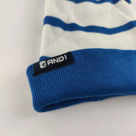 And1 Cap Winter Beanie Blue White Stripes