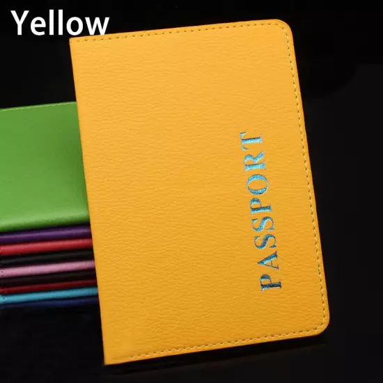 1PC PU Leather Passport Cover Case Holder Travel Purse ID Card Cover Solid Color