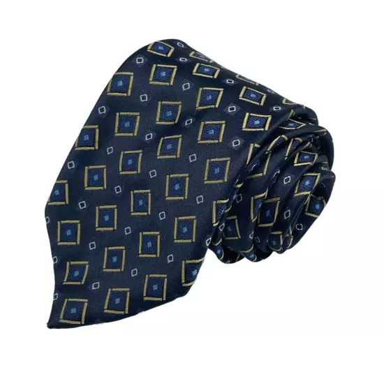 CANALI Blue Gold Geometric Silk Tie ITALY 60.5"/ 4"