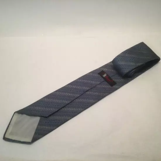 Vtg Liebert Mens Necktie Blue Grey Subtle Stripe 100% Silk 3.5 Wide 53” Length