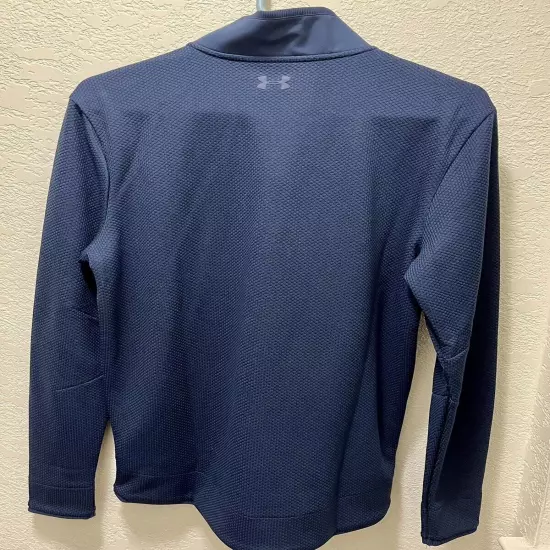 Under Armour Mens Long Sleeve Snap Button Down Golf Pullover Sweater Navy Medium