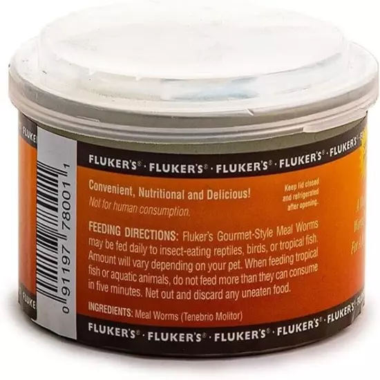 Fluker's Gourmet Meal Worm Canned Food for Reptiles, Fish, Birds & Small Animals