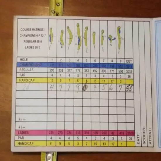 SCORECARD GOLF CLUB COURSE GRAND TRAVERSE VILLAGE USED