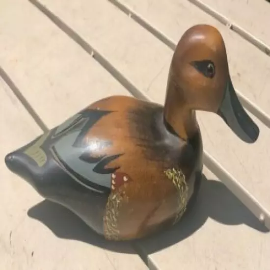 VINTAGE WOOD DUCK DECOY CARVING-SCULPTURE -SIGNED