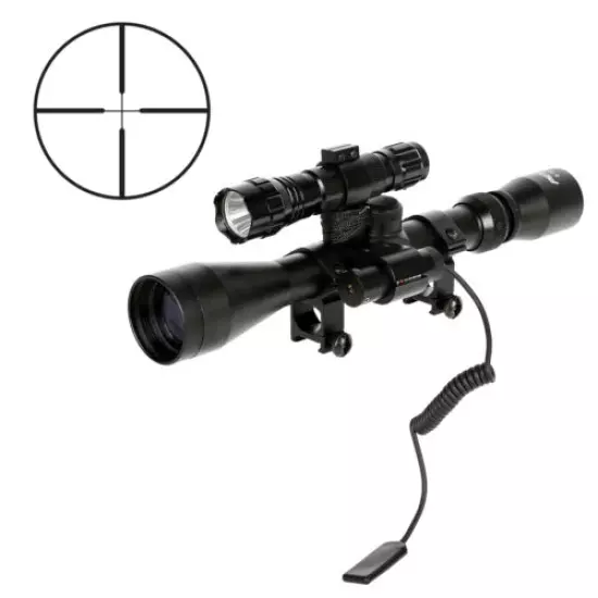 3-9X40mm Tactical Reflex Cross Reticle Rifle Scope with Laser Sight & Torch NEW