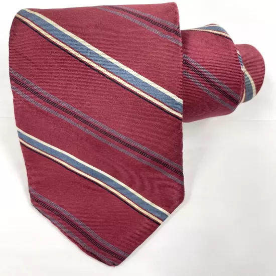 Christian Dior Blue Red Thin Regimental Striped Repp Silk Tie 3" x 60"