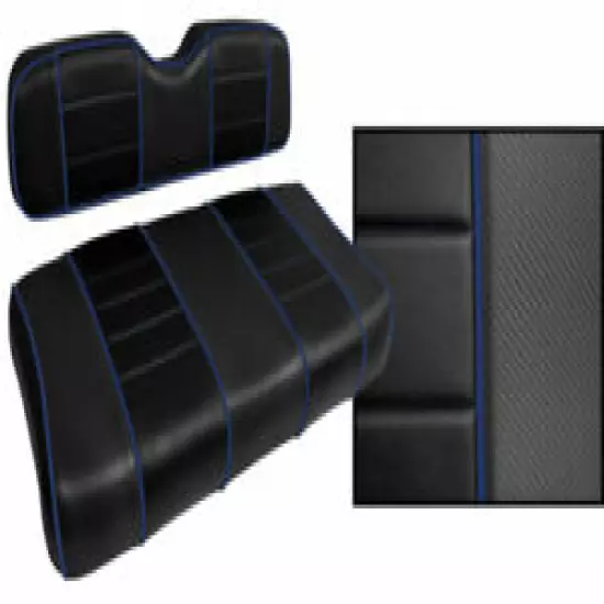 Golf Cart Custom Seat Covers Carbon Fiber Black Royal Blue EZGO RXV 2008-2015