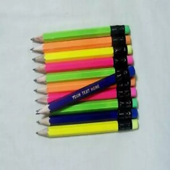 96 "Assorted" NEON Personalized Golf Pencils w/Erasers