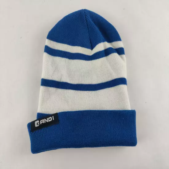 And1 Cap Winter Beanie Blue White Stripes