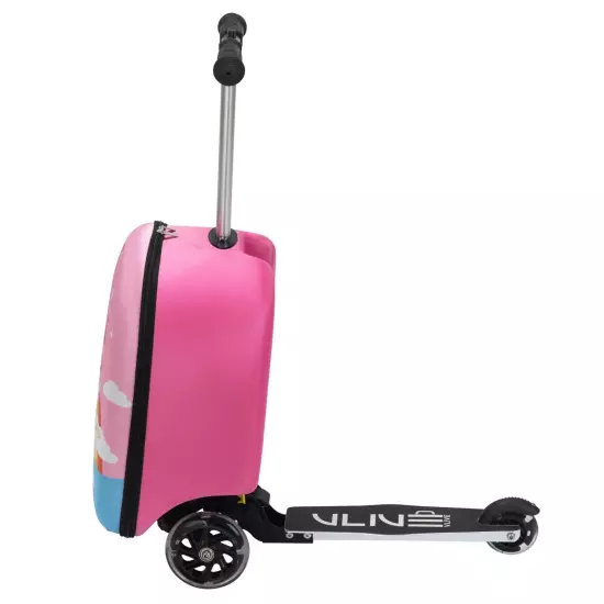 VLIVE Kids Ride on Suitcase Scooter Luggage with LED Lights and Unicorn Patterns