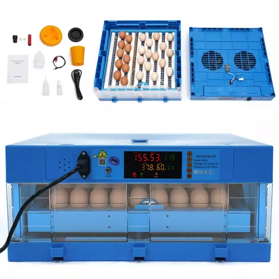 110V 12V chicken duck goose 64 egg incubator --Fully automatic dual power supply