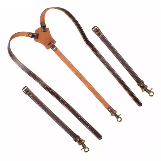 Tourbon Leather Suspenders for Men Y Back Harness Pants Braces 3 Hook Heavy Duty