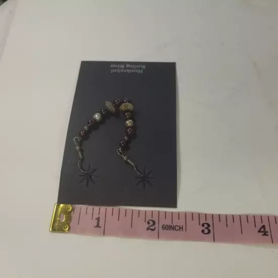 Dark Amber (Faux) Beads Stering Silver Dangle Earrings